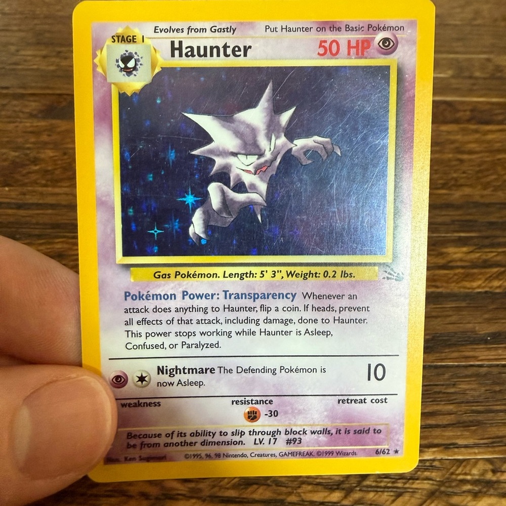 Pokemon Haunter Holo Trading Card Yellow Border Purple Artwork